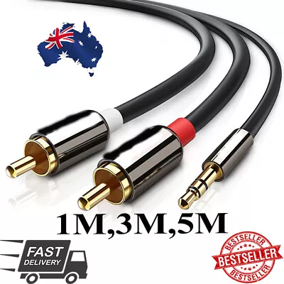 NEW Premium Gold Plated Stereo Audio 3.5mm Aux Jack To 2 RCA Cable HGO AUS SLR • $20.99