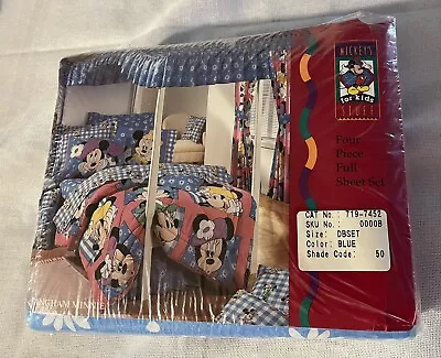 Vintage Disney Mickey For Kids Minnie Full Sheet Set New Sealed Blue Bed DBSET • $18