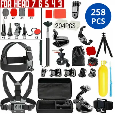 $31.99 • Buy 258pcs GoPro Accessories Pack Case Chest Head Floating Monopod Hero 7 6 5 4 3 AU