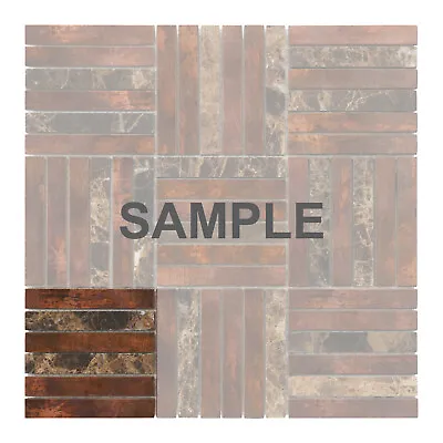 $3.99 • Buy Brown Emperador Dark Marble Antique Copper Color Parquet Mosaic Tile Backsplash