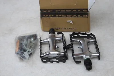 NOS MTB Bicycle Pedals 9/16 Axle Alloy Body Silver Cage VP190  VP • $19.97