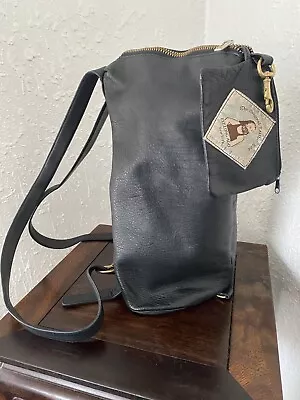 VTG The Original Leather Line Pebbled Leather Black Backpack Bag & Change Pouch • $50