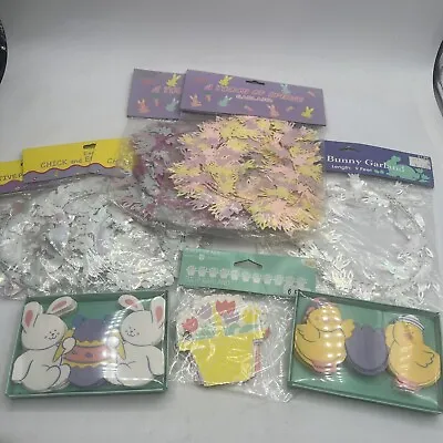 Vintage Easter Plastic And Paper Garland Lot Spring Plastic Bunny Chick Tulip • $25.49