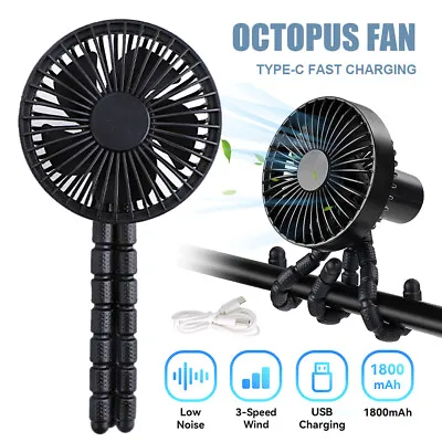 $22.90 • Buy Handheld Fans For Baby Stroller Mini Fan With LED Octopus Clip-on USB Fan