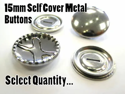 £2.57 • Buy 15mm Metal Self Cover Buttons Brass Silver Fashion Snap Blank Buttons