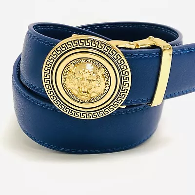 Automatic Fashion Ratchet Gold Buckle Leather Designer Classic Dress Belt Men's • $19.99
