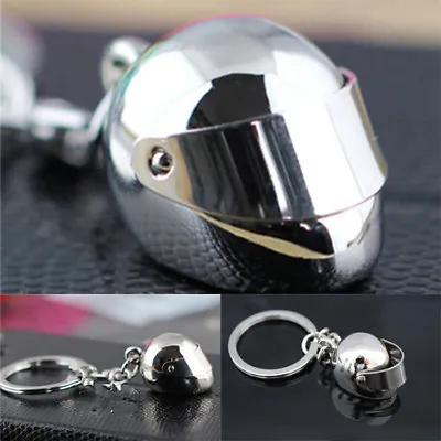 Sports Motorcycle Car Bike Bicycle Helmet Silver Key Chain Keyring Key Fob • $1.99