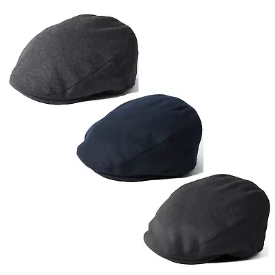 Failsworth Melton Wool Flat County Cap Black Grey Navy Sizes Small To X-Large  • £29.99