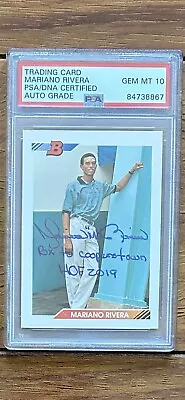 Mariano Rivera 1992 Bowman PSA 10 Rare 1/1 Signed 3 Inscription Rookie Yankees • $750