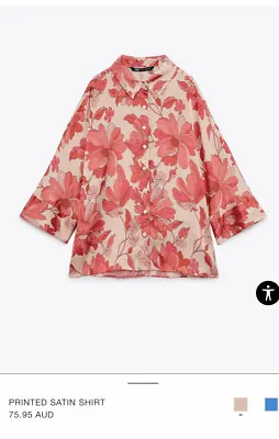 $40 • Buy Zara Satin Kimono Style Shirt Small