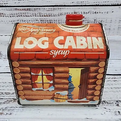 Vintage 1987 Red Log Cabin Maple Syrup Tin Can 100th Anniversary General Foods  • $8