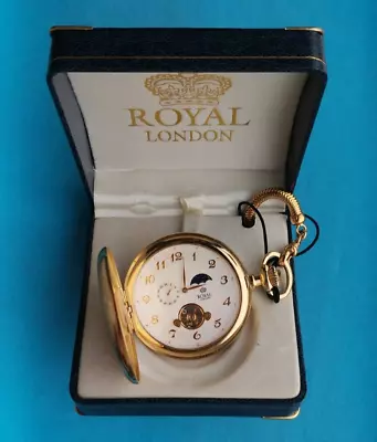 Pocket Watch ROYAL LONDON Moon Phase 4415D1A In Box Brand United Kingdom 2000 S • $120