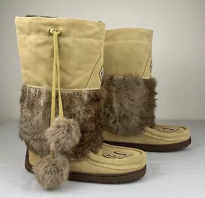 Manitobah Mukluks Women's Size 8 Tan Winter Boots Vibram Soles Made In Canada • $199.99