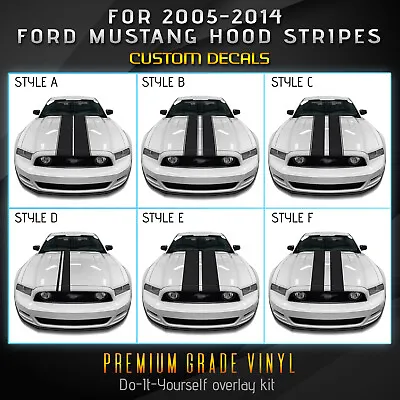 For 2005-2014 Ford Mustang Hood Rally Racing Stripes Graphic Decal - Matte Vinyl • $15.95