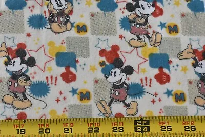 By 1/2 Yd Mickey Mouse Comic-Burst On Olive & Cream Flannel/Springs/DisneyE145 • $4.75