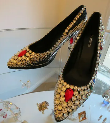 Amazing Hand Crafted Swarovski Crystal Cinderella Style Court Shoes Heels New • $199.99