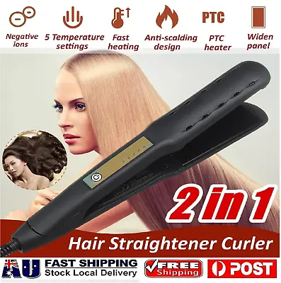 2 In 1 Electric Hair Straightener Ceramic Tourmaline Flat Curler Wet And Dry Use • $29.49