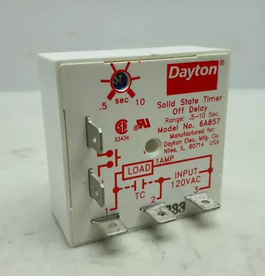 Dayton 6A857 Encapsulated Timer Relay 1A Solid State Timer Off Delay 24 - 240Vac • $22