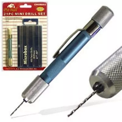 21 Piece Fine Mini Jeweler's Drill Bit Set Pin Vise Chuck Wire Gauge Gage Number • $28.99