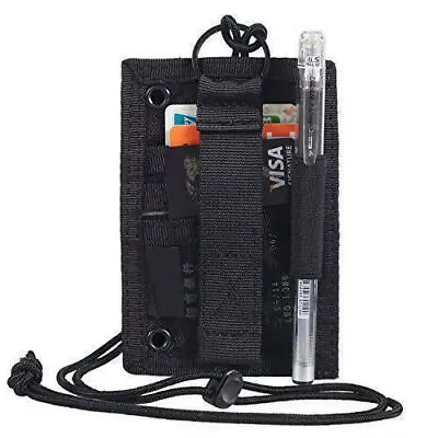 Tactical ID Card Holder Holster Patch Badge Organizer Pouch With Neck Lanyard • $11.25
