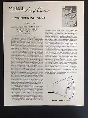Project Mercury Newsletter McDonnell Aircraft Corp Jan. 1960 Space Program Rare • $350