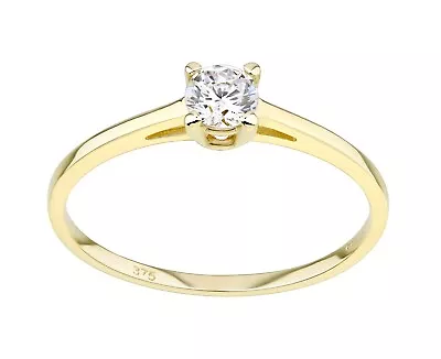 9ct Yellow Gold 0.25ct Solitaire Engagement Ring J To S - Simulated Diamond • £64.95