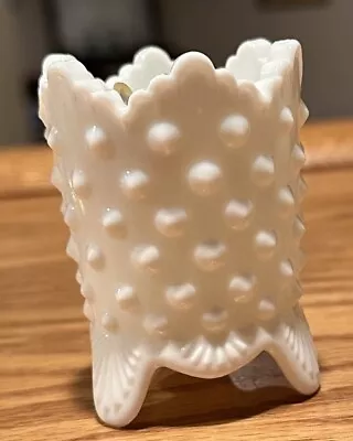 Vintage Fenton Hobnail White Milk Glass 3 Footed Toothpick Holder  • $8.99