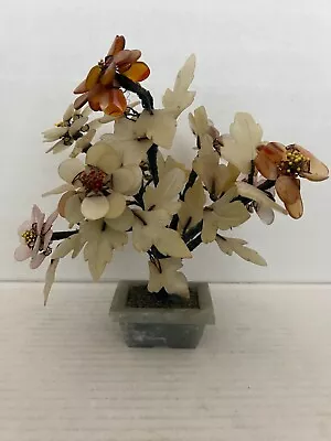 Vintage Medium Chinese Jade Quartz Stone Glass Bonsai Tree 9  • $50