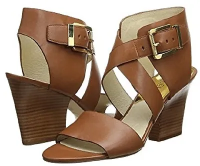 Michael Kors Luggage Tan Leather Adriana Wedge Sandal - MSRP $165 • $131.99