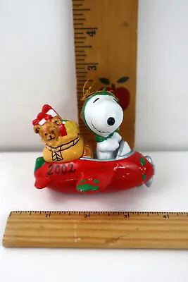 Vtg Peanuts Snoopy Red Baron W/Woodstock In Airplane Christmas Ornament - READ • $13.99