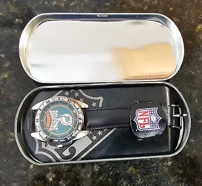 NFL MIAMI DOLPHINS WRIST WATCH TIN 1996 Vintage Classic Retro *Read Description  • $30