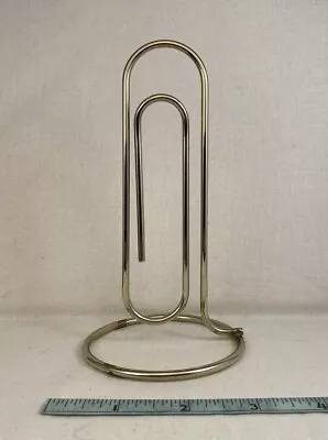 Vintage Brass Color Metal Paper Clip Memo Holder Desk • $8