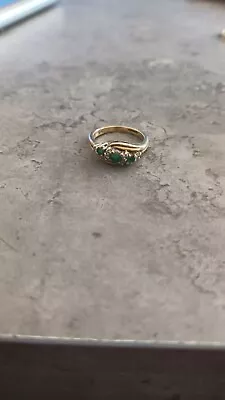 9ct Emerald And Diamond Ring Pre Owned • £125