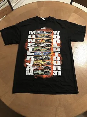 A09- Alstyle Unisex T-Shirt Black Monster Jam World Tour 2018 Adult Medium NEW • $12.49