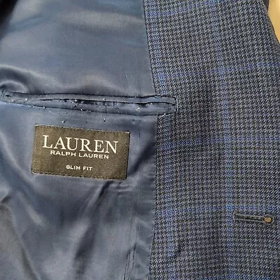 Lauren Ralph Lauren Black Label Mens Slim Fit Blue Suit Jacket See Photos Size • $39.99