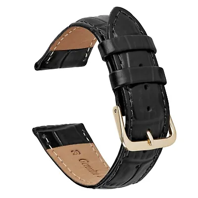 Genuine Leather Croc Grain Padded Watch Strap Replacement Bracelet 18mm 20mm • £9.69