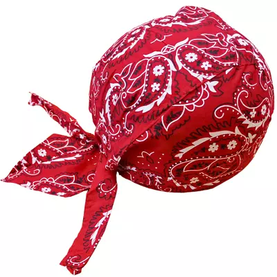 Red Durag Skull Cap Head Wrap Biker Motorcycle Du Do Dew Paisley Bandana Doo Rag • $5.99