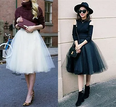 Ladies Tulle Tutu Skirt Elegant Princess Petticoat Ballet Long Dress Dance Skirt • £11.28