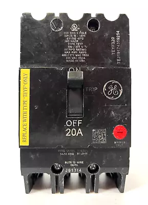 GE TEYF320 TEYF 20 AMP 480V 3 Phase 18kA@480V Thermal Magnetic Circuit Breaker • $64.99