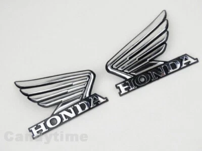 Genuine Honda 4.2" Wing Tank Logo Decals - Red & Black Vinyl, For Motorcycle, Car, Bumper