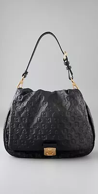 MARC BY MARC JACOBS Black Leather Dreamy Logo Purse Bag Hobo Gold Detail $458 • $159.99