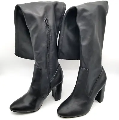 Nina Women Black Faux Leather Heel Over The Knee Boots 7.5 • $21.24