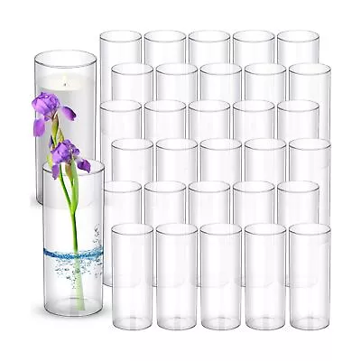 36 Pcs Clear Glass Cylinder Vases Bulk 10 Inch Tall Floating Candle Holders G... • $193.74