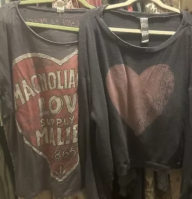 Lot Of  2 Magnolia Pearl T Shirt & Sweatshirt Hearts ❤️ Pre Loved • $195