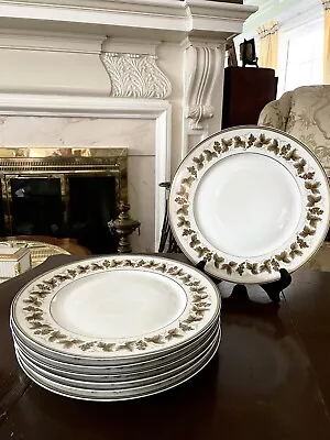 Seven Gilt Rim Limoges Ceralene Vineyard Pattern Porcelain 10.5  Dinner Plates • $180