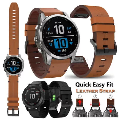 For Garmin Fenix 7 7X 6 6X 5 5X Approach S70 47mm Quick Fit Leather Strap Band • $6.55