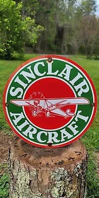 Sinclair Aircraft Gasoline Vintage H-C Dino Gas Pump Porcelain Sign • $70