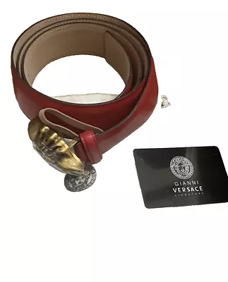 Men's Versace Medusa Red Leather Belt Size 105/42 • $300