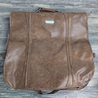 Vtg American Tourister Travel Garment Bag Suit Carrier Brown Vinyl Faux Leather  • $29.95