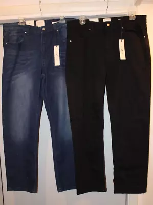 LOT OF 2 MENS JEANS NEW WITH TAGS ZAKBRAND SIZE 38x32 SLIM STRAIGHT BLUE BLACK • $25